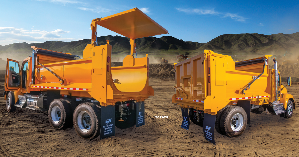 Orange Scelzi semi-elliptical dump bed truck